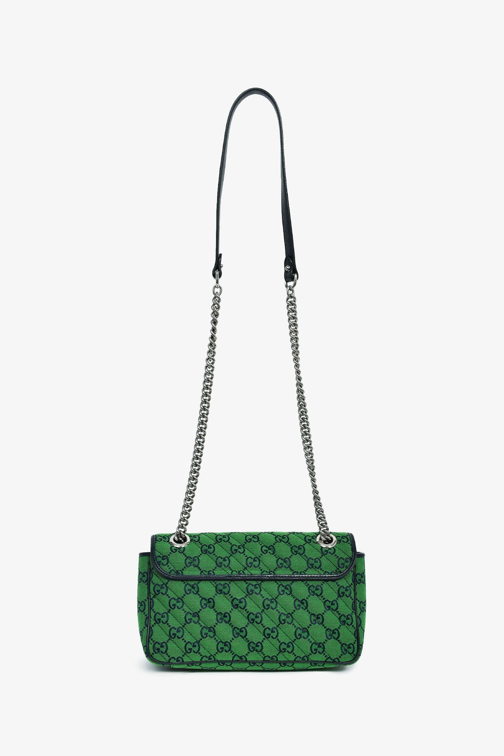 Gucci Green Canvas Navy Guccisima Small Marmont Shoulder Bag