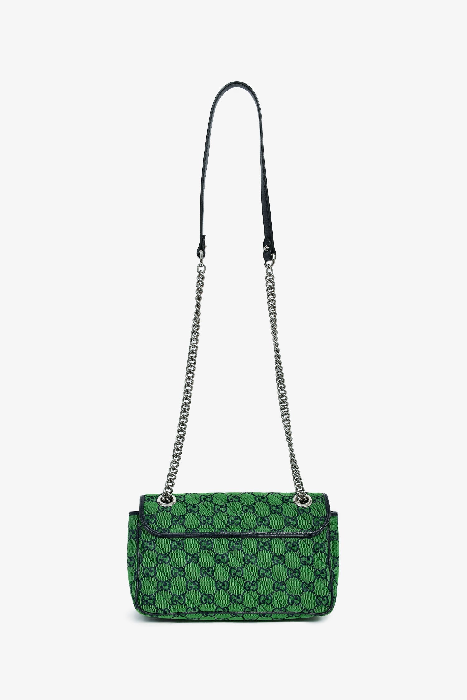 Gucci Green Canvas Navy Guccisima Small Marmont Shoulder Bag