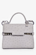 Delvaux Purplish Grey Ostrich Leather Tempete PM With Strap