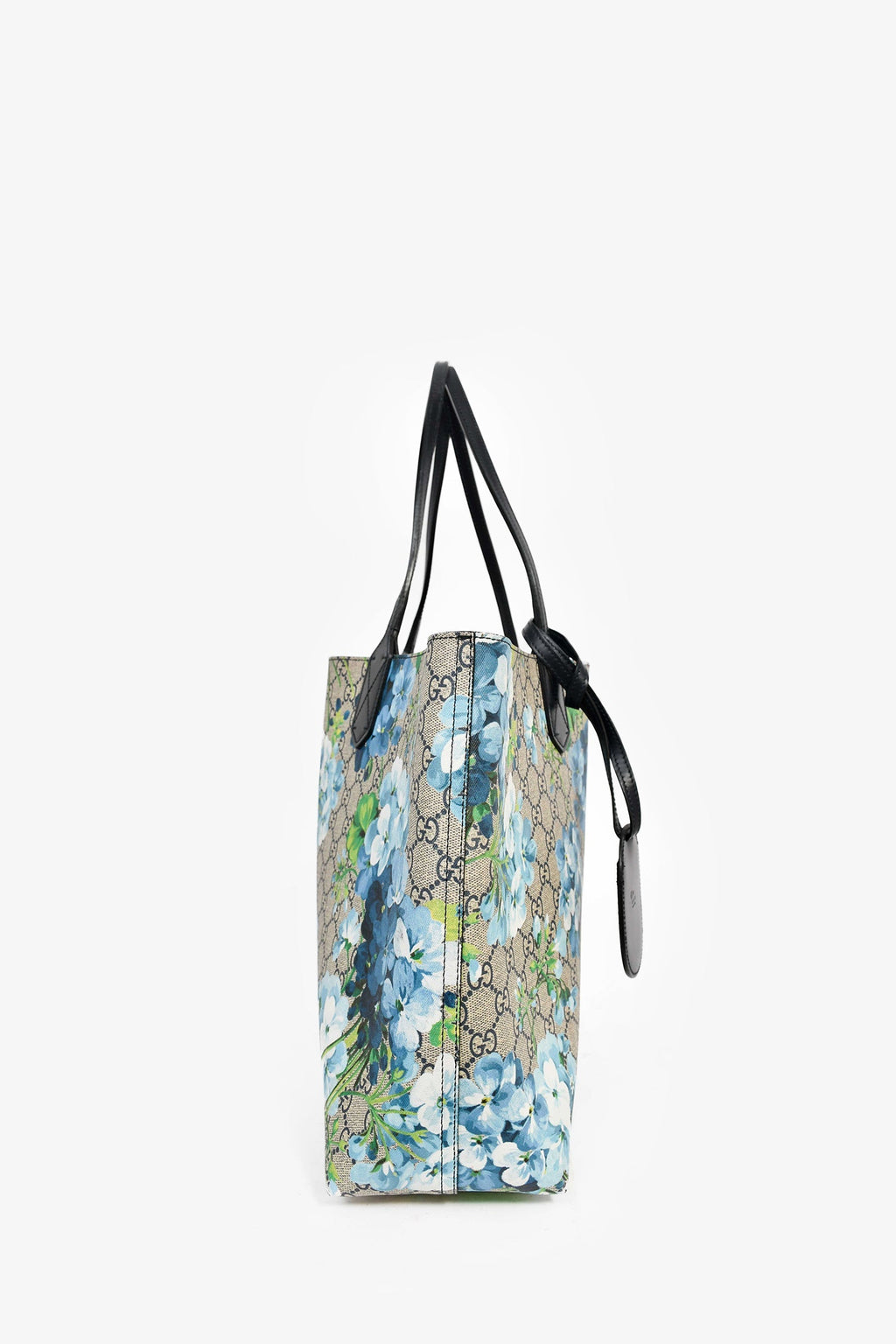 Gucci Beige/Blue Floral Blooms GG Supreme Large Canvas Tote Bag