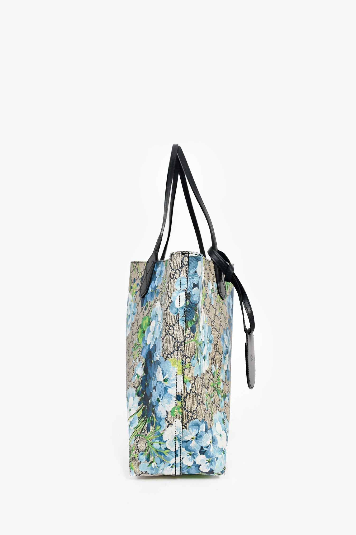 Gucci Beige/Blue Floral Blooms GG Supreme Large Canvas Tote Bag