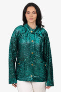 Gucci Green Sequin Gold Button Jacket Size S