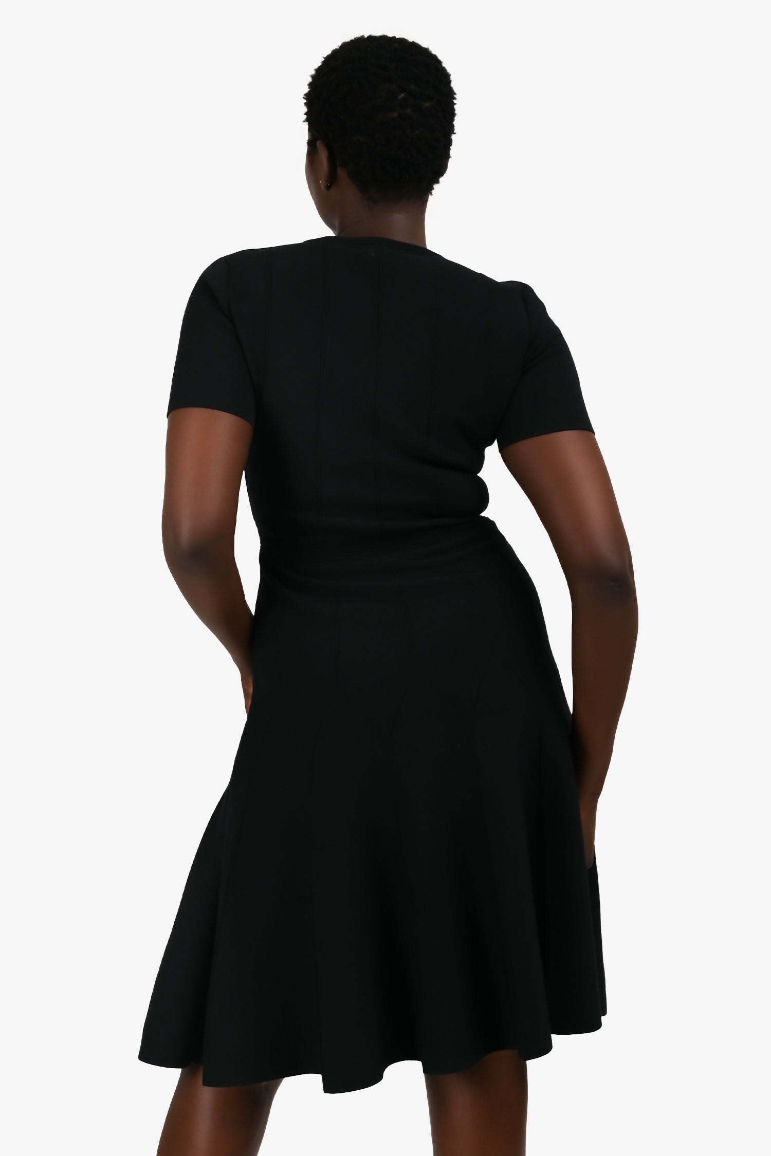 Gucci Black Wool Knit Short Sleeve Dress Size L