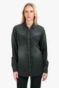 Saint Laurent Black Denim Western Button Up Top Size S Mens