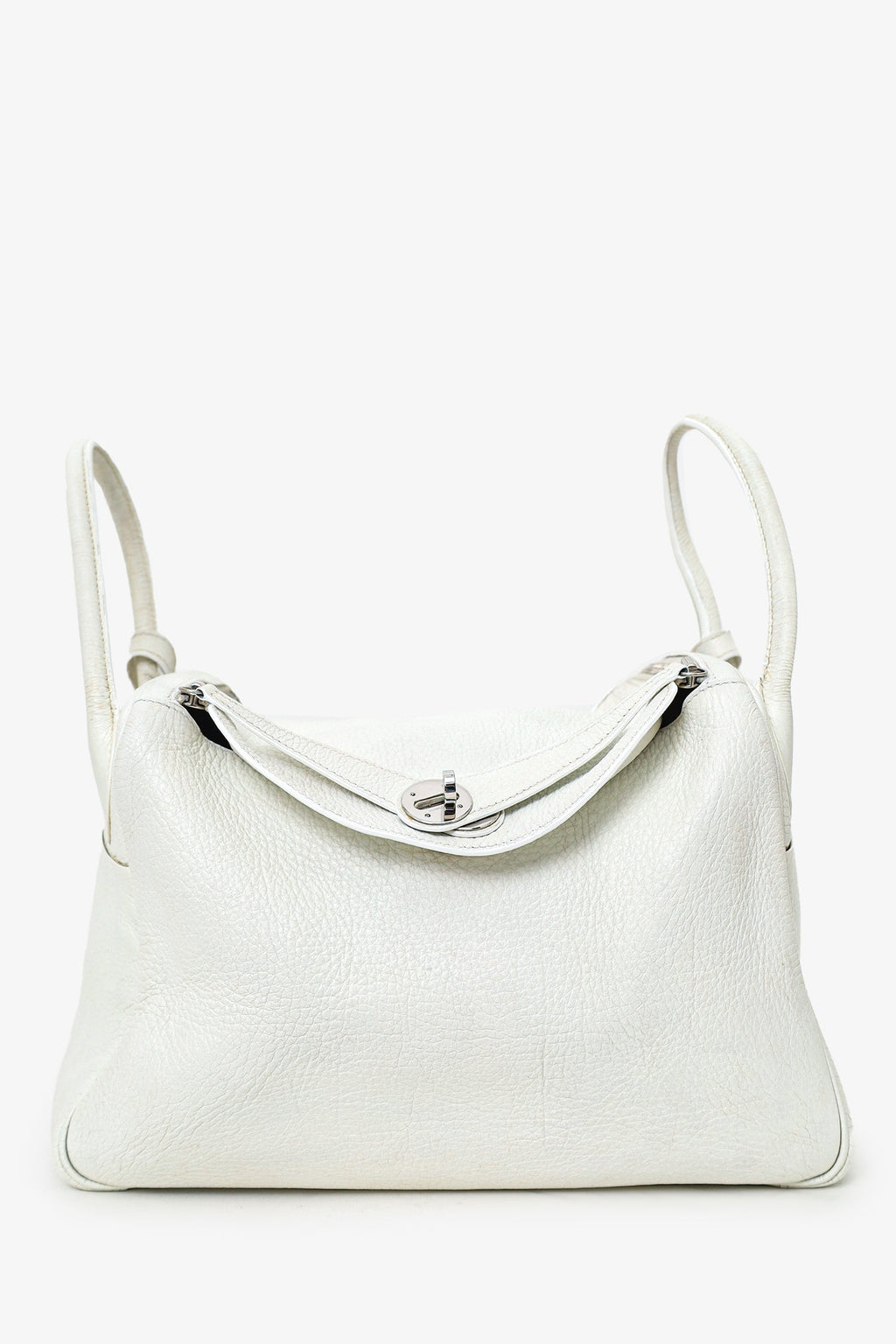 Hermès 2006 White Clemence Leather Lindy 30
