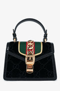 Gucci Black Velvet GG Web Sylvie Mini