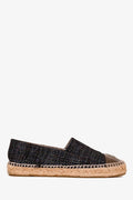 Pre-Loved Chanel™ Black/Purple Metallic Tweed Espadrille Flats Size 38