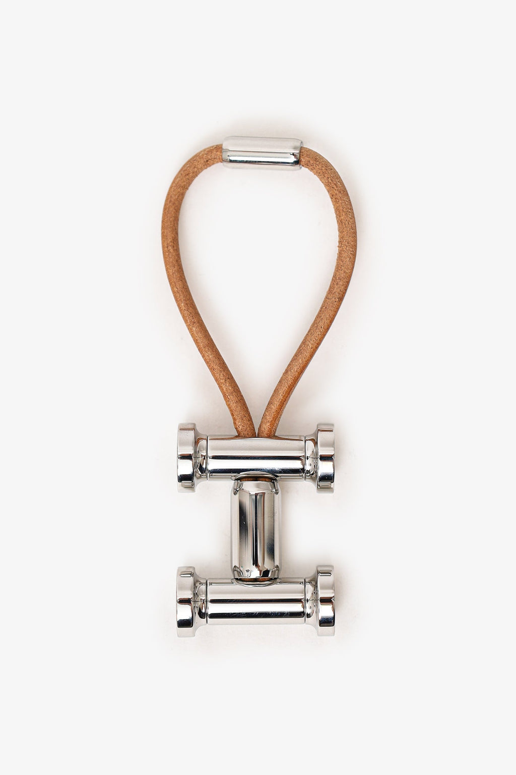Hermès Silver Tone Leather/Metal Mobile H Keychain