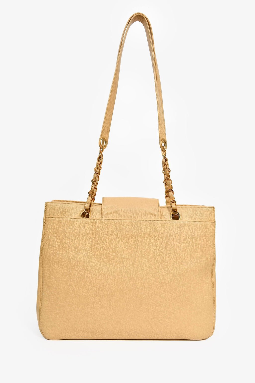 Pre-Loved Chanel™ Beige Caviar Leather CC Shopper Tote Bag