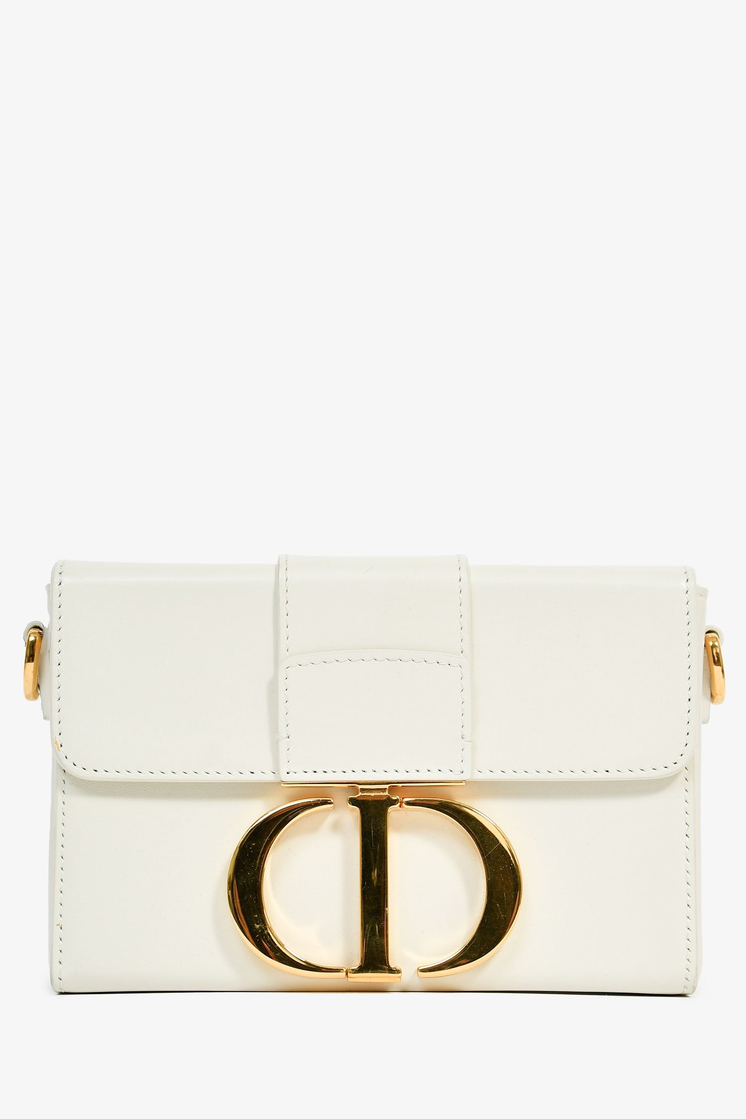 Christian Dior White Leather '30 Montaigne Box' Crossbody