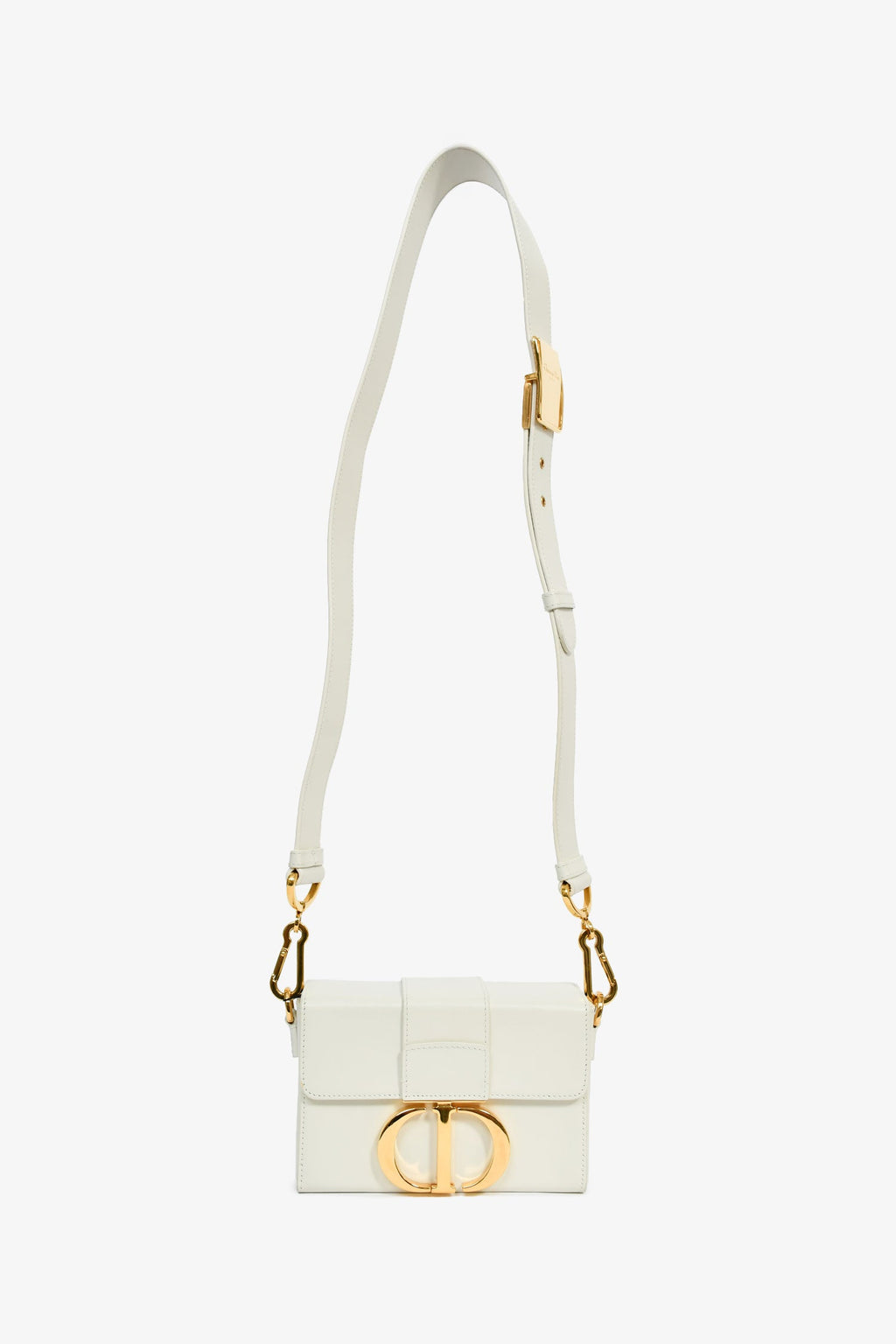 Christian Dior White Leather '30 Montaigne Box' Crossbody