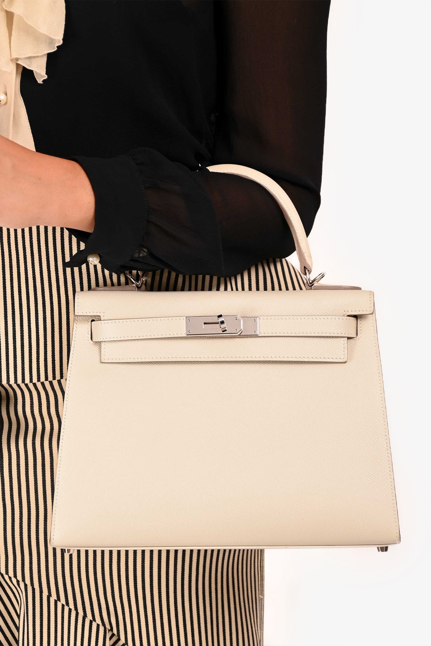 Hermès 2021 Chalk White Epsom Leather Kelly Sellier 28