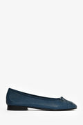 Pre-Loved™ Chanel Teal Glossy Leather CC Ballet Flats Size 35