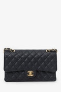 Pre-Loved Chanel™ 2011 Black Caviar Leather Medium Double Flap With Gold-Tone Hardware