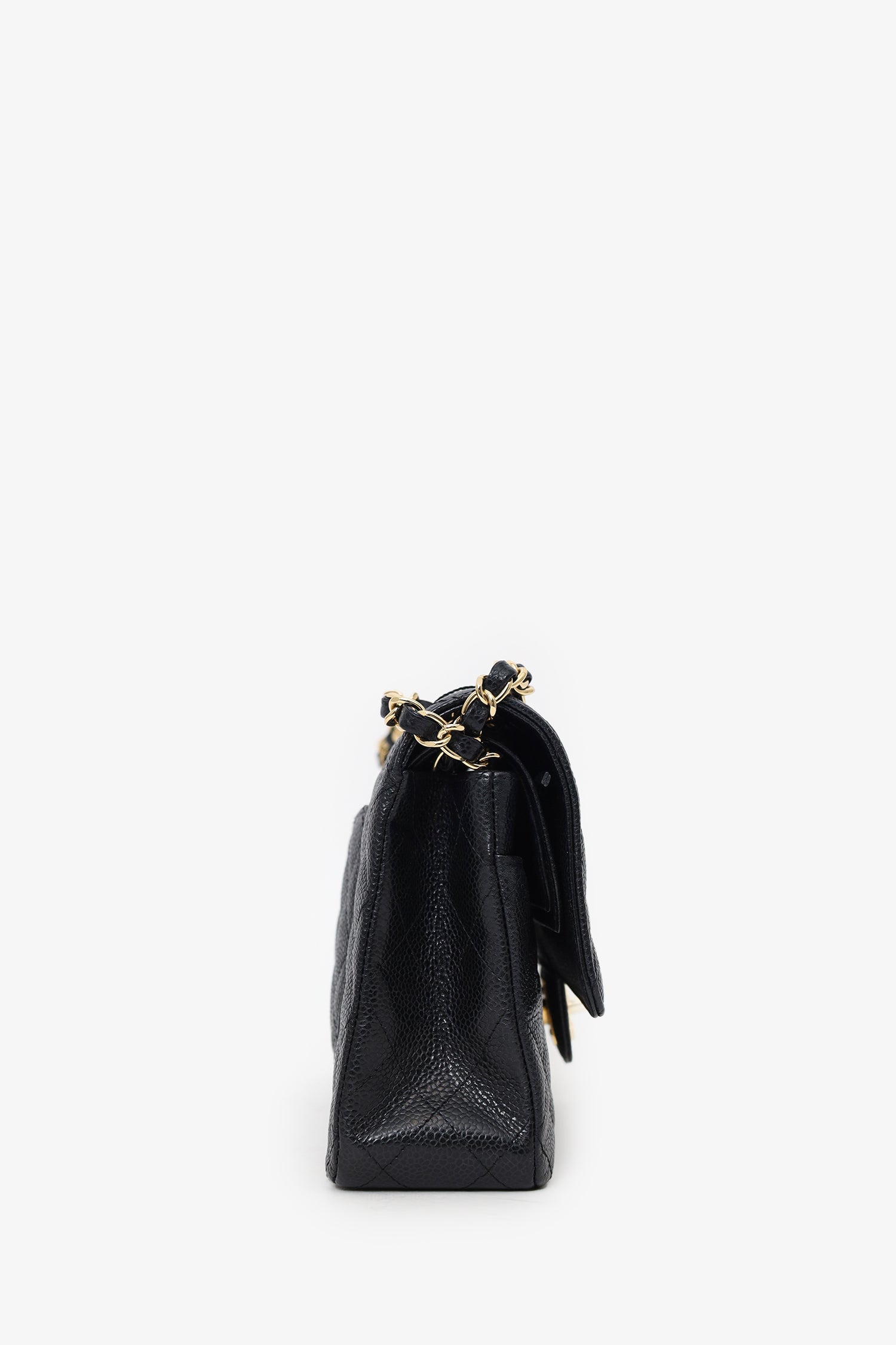 Pre-Loved Chanel™ 2011 Black Caviar Leather Medium Double Flap With Gold-Tone Hardware