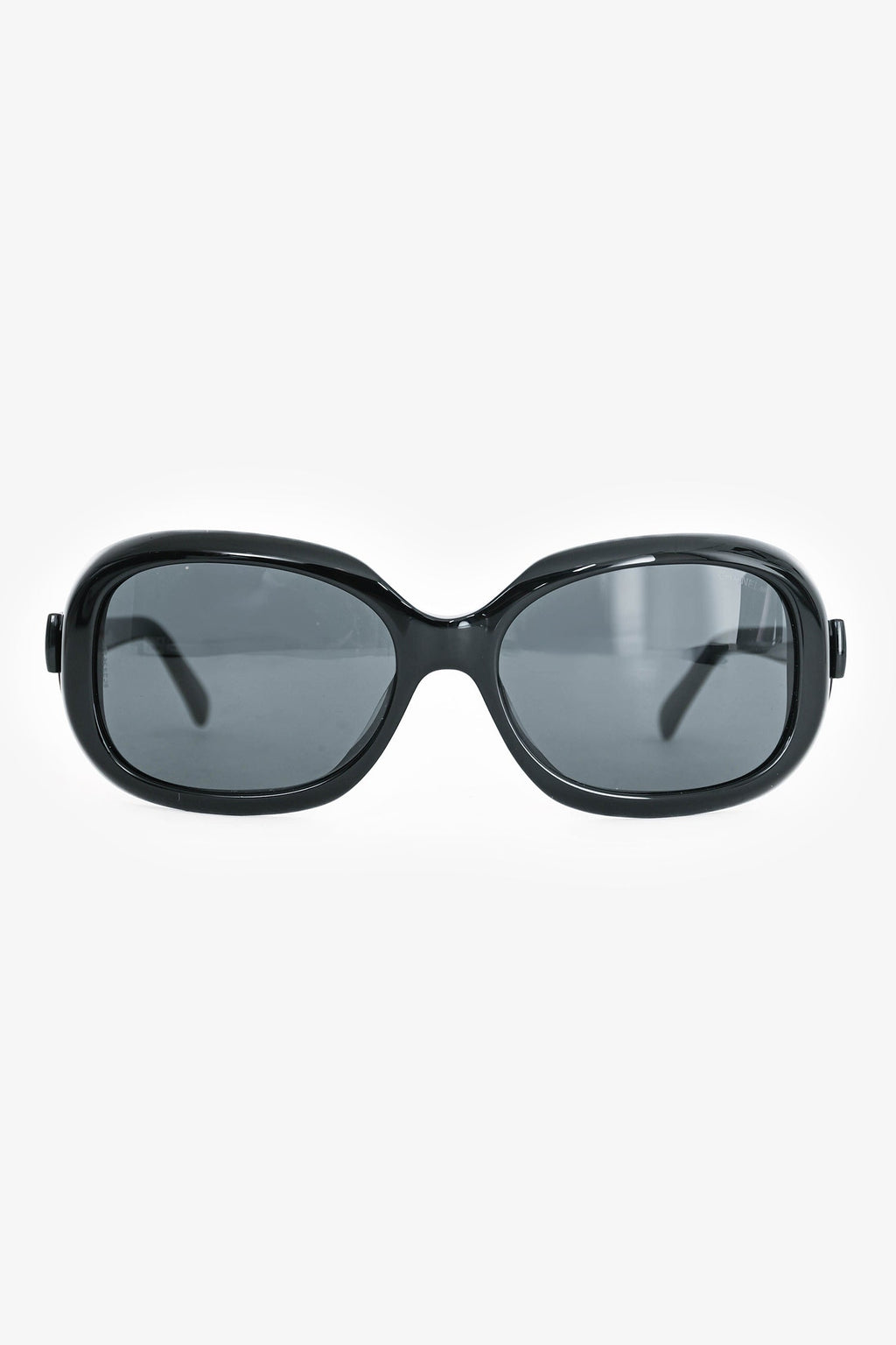 Pre-Loved Chanel™ Black Acrylic Rectangular Bow Detail Sunglasses