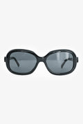 Pre-Loved Chanel™ Black Acrylic Rectangular Bow Detail Sunglasses