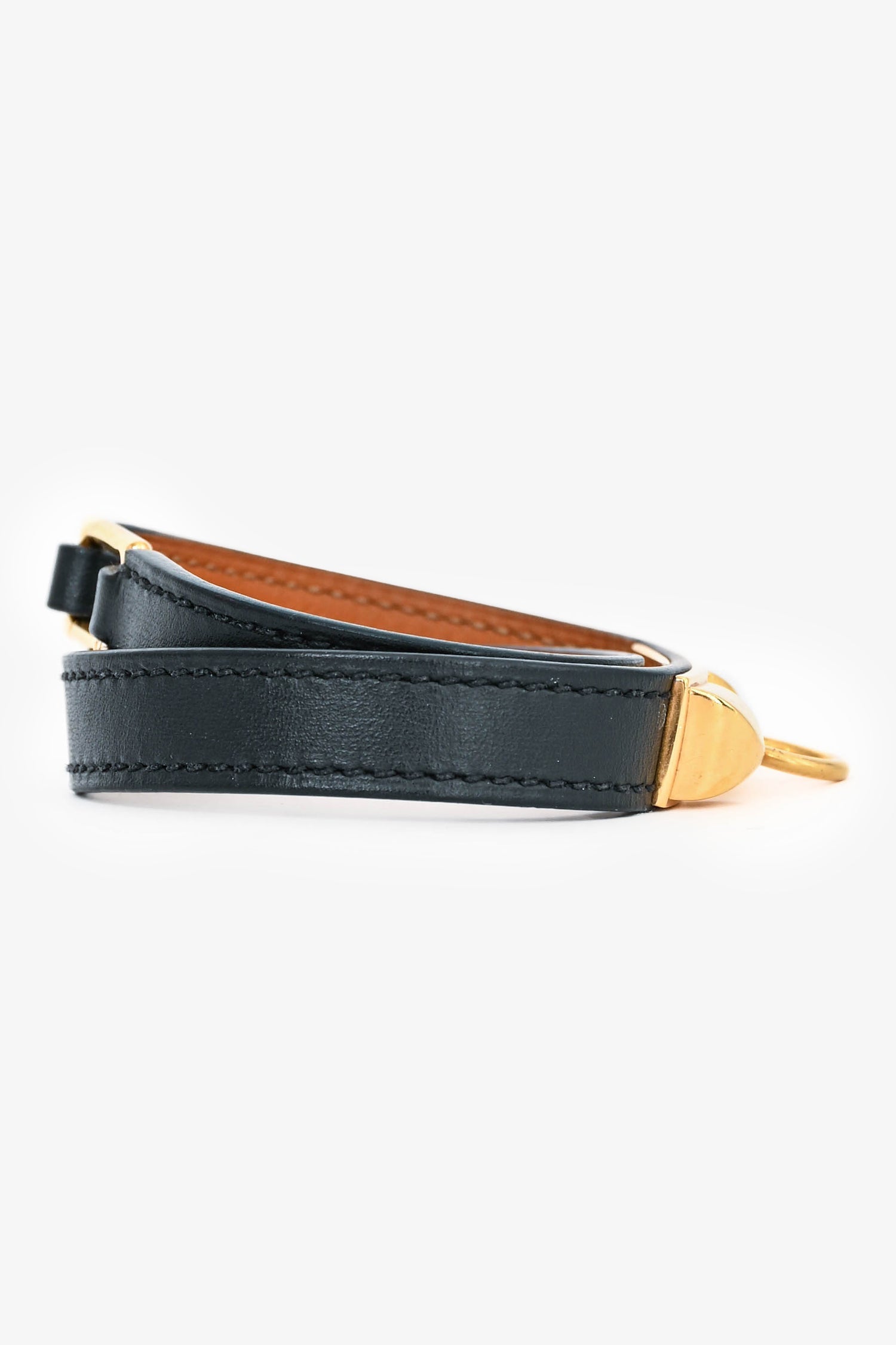 Hermès Black Leather 'Rivale' Double Tour Bracelet