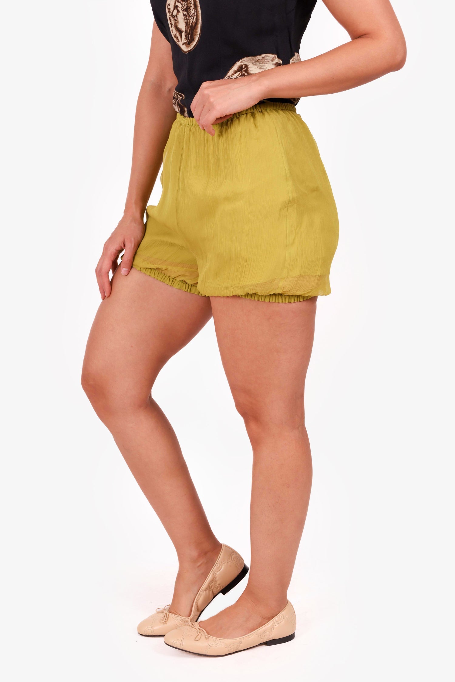 Gucci Green Silk Sheer Shorts Size 4