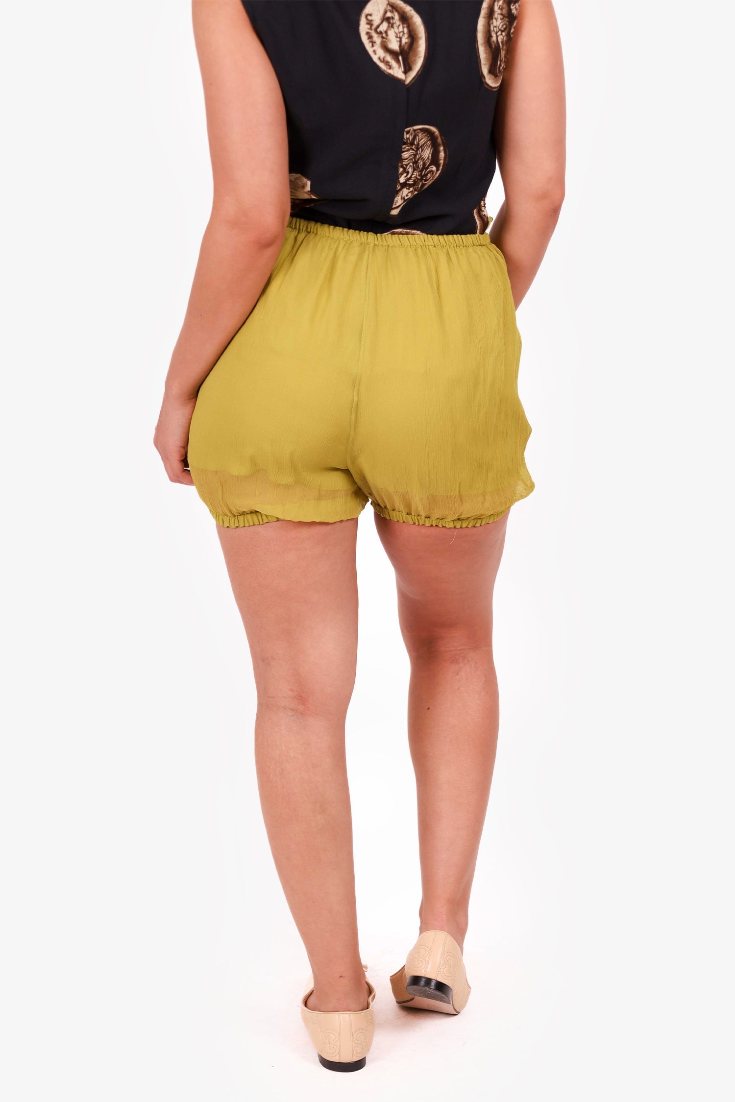 Gucci Green Silk Sheer Shorts Size 4