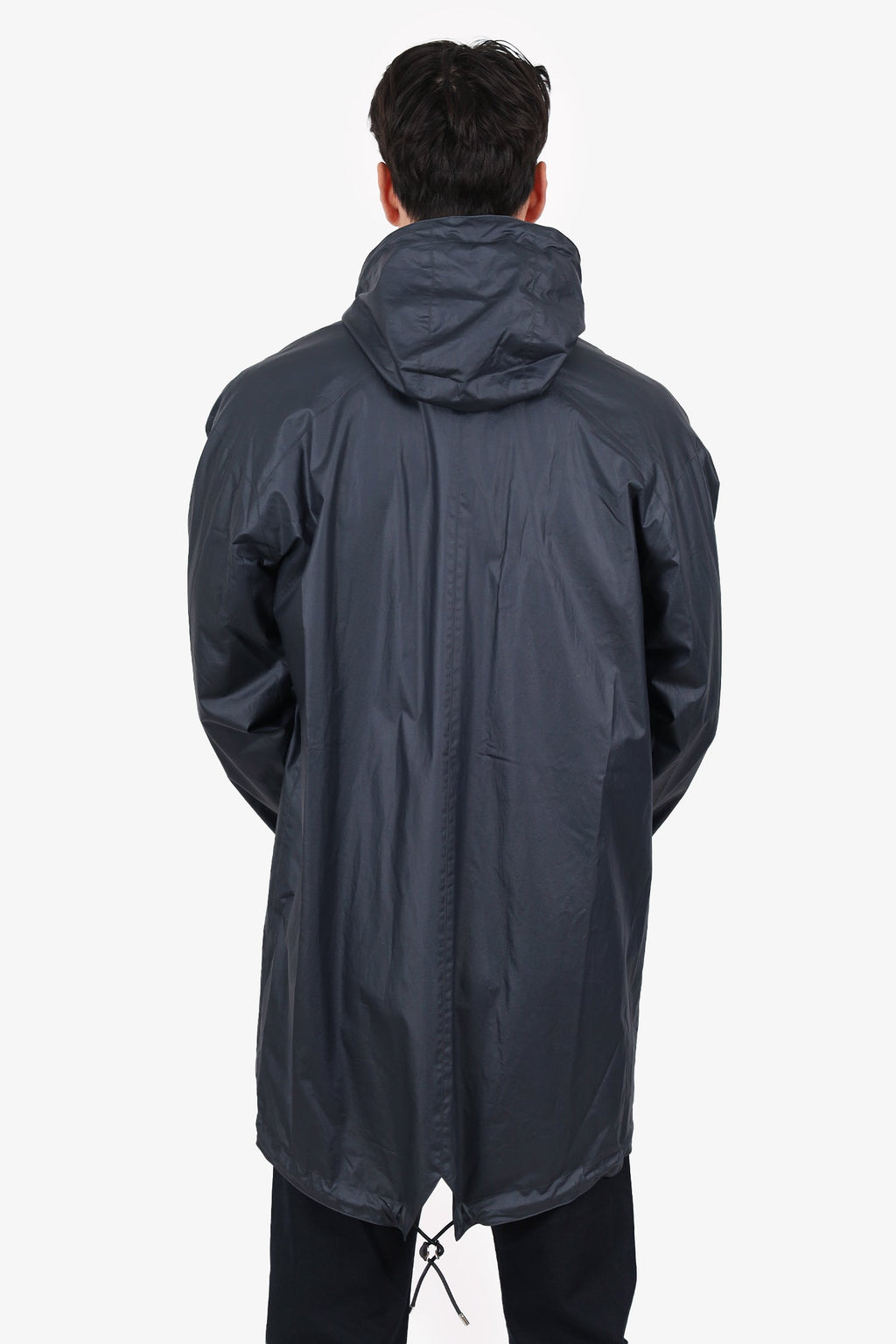 Louis Vuitton Black/Navy Reversible Asymmetrical Zipper Long Windbreaker Size 52 Mens