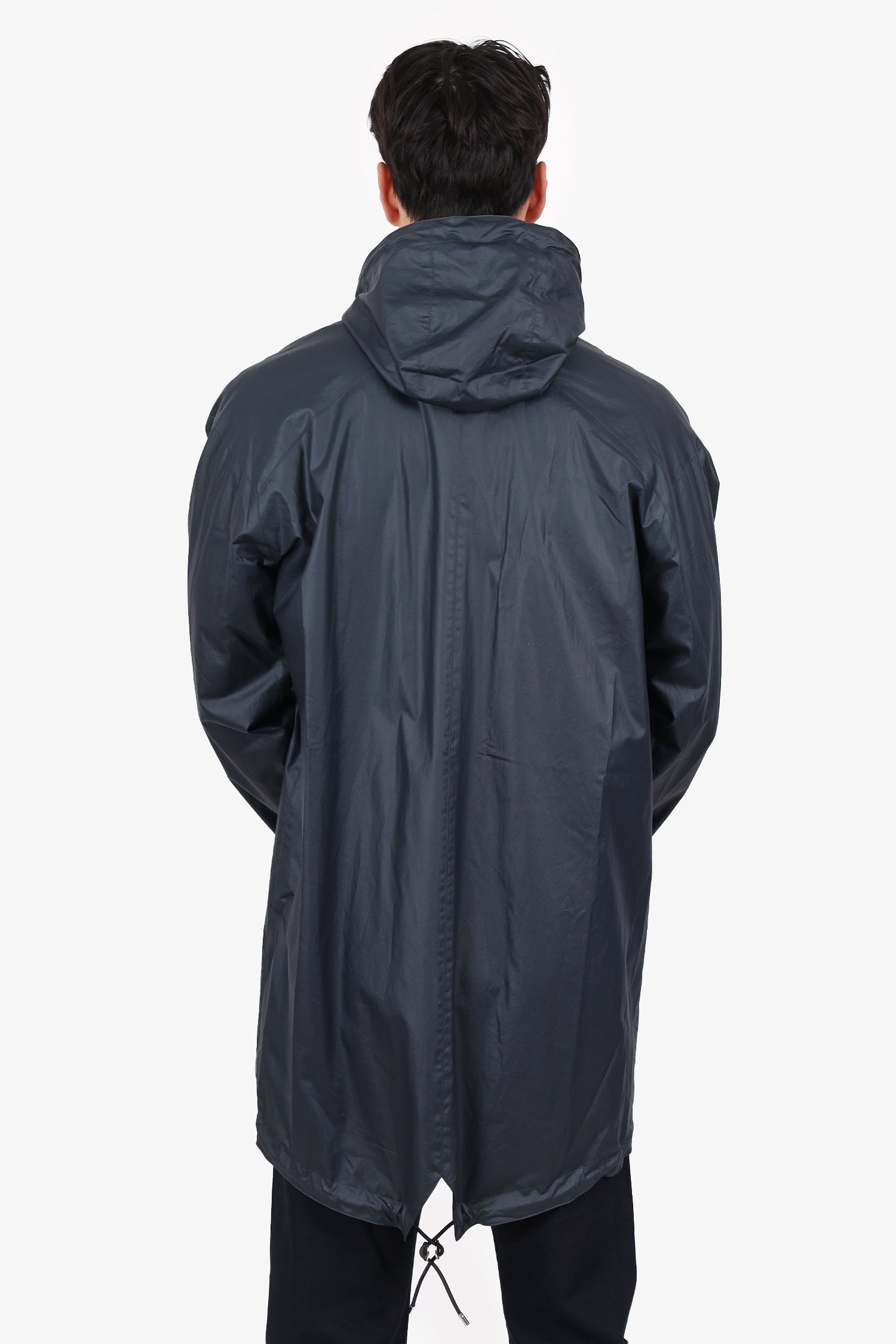 Louis Vuitton Black/Navy Reversible Asymmetrical Zipper Long Windbreaker Size 52 Mens