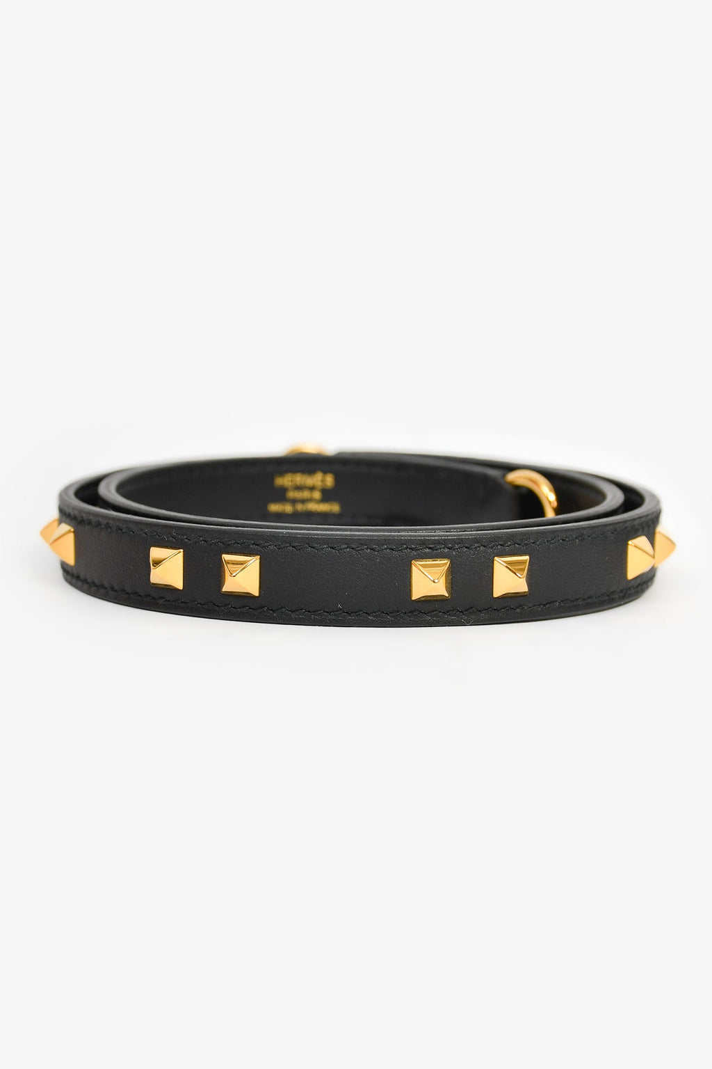 Hermès Black Leather Studded Bag Strap