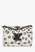 Louis Vuitton 2015 White/Black Graphic Printed Leather Twist MM Chain Bag