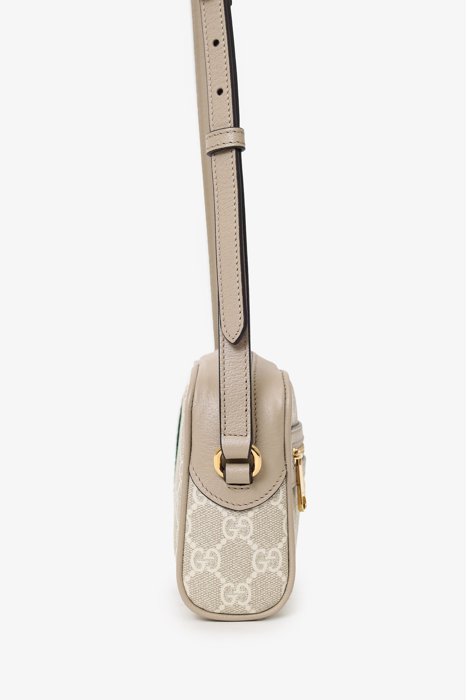 Gucci Beige GG Supreme Monogram Web Mini Ophidia Crossbody