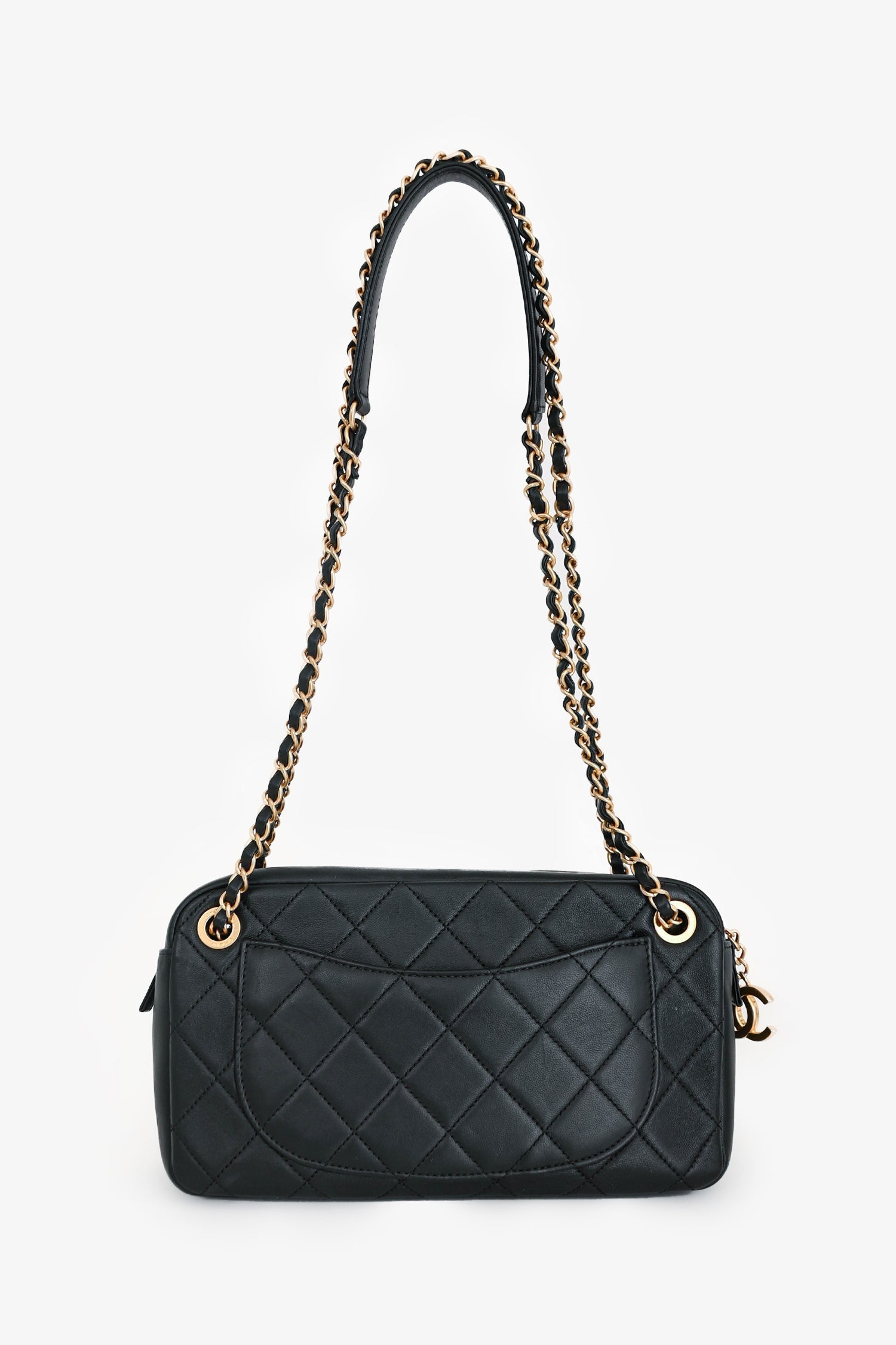 Pre-Loved Chanel™ 2018-19 Black Leather Quilted All About Chain Camera Bag