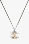 Pre-Loved Chanel™ Silver Toned Cream CC Pendant Necklace
