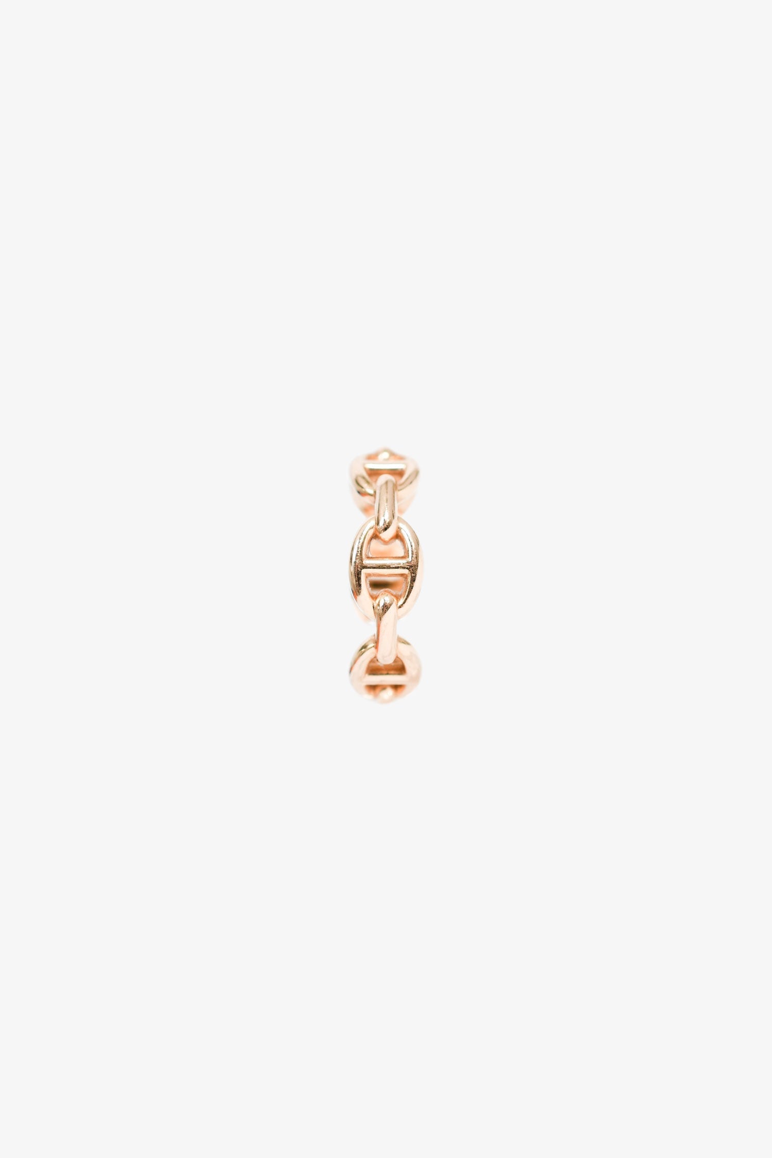 Hermès 18K Rose Gold Small Mode 'Chain d'ancre Enchainee' Ring Size 5