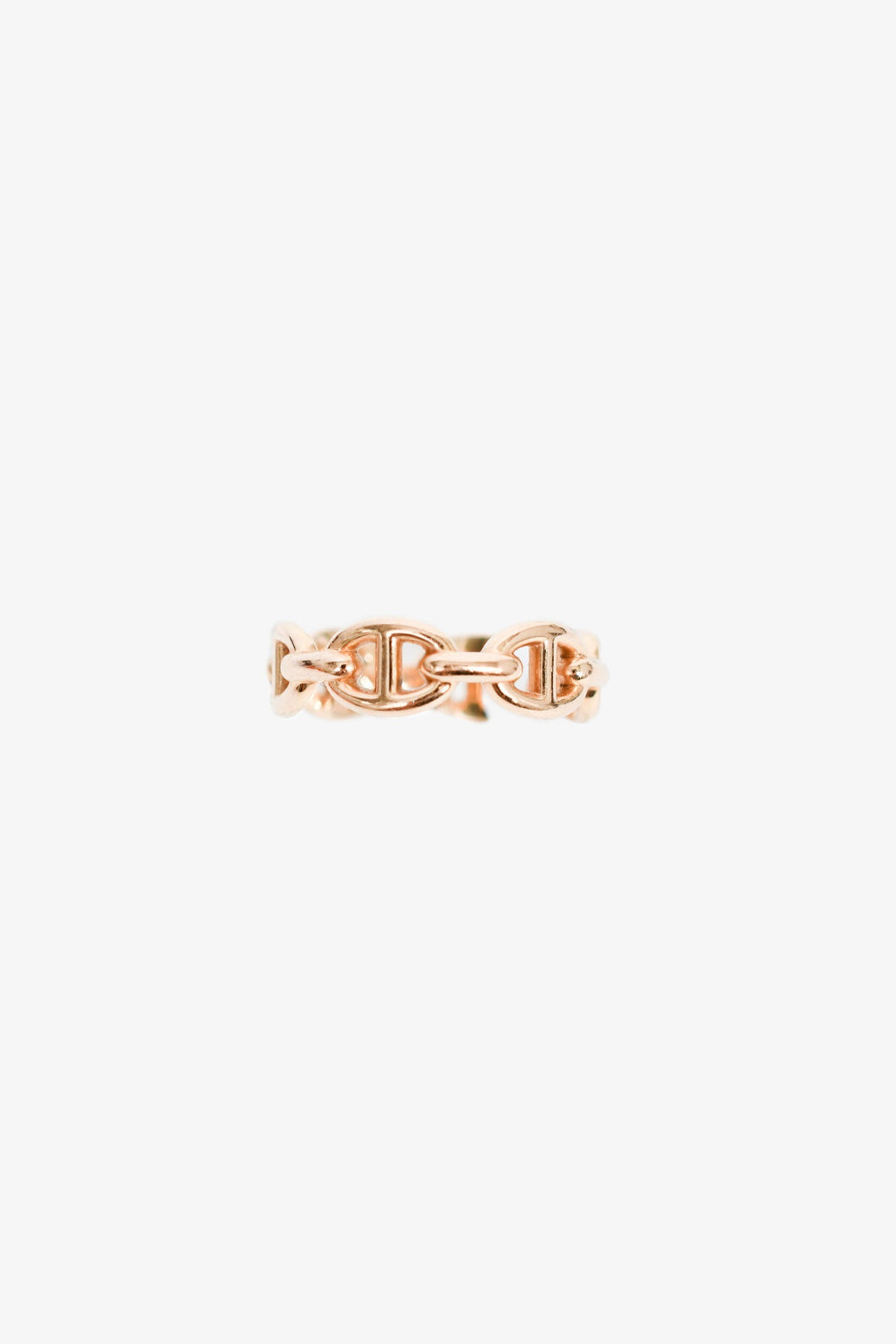 Hermès 18K Rose Gold Small Mode 'Chain d'ancre Enchainee' Ring Size 5