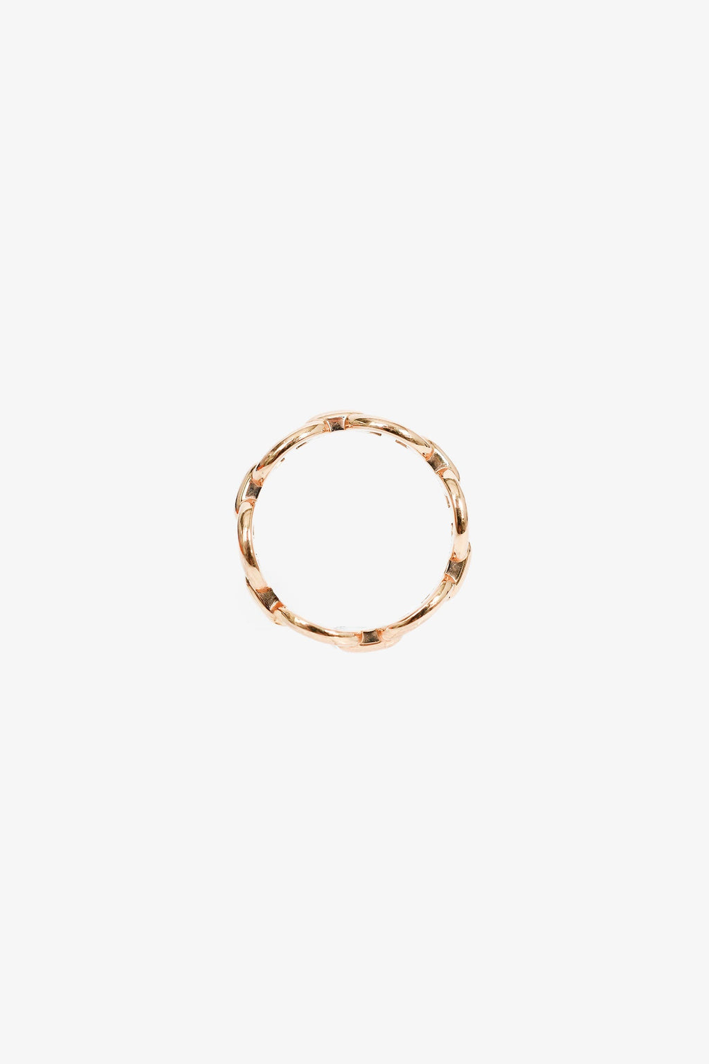 Hermès 18K Rose Gold Small Mode 'Chain d'ancre Enchainee' Ring Size 5