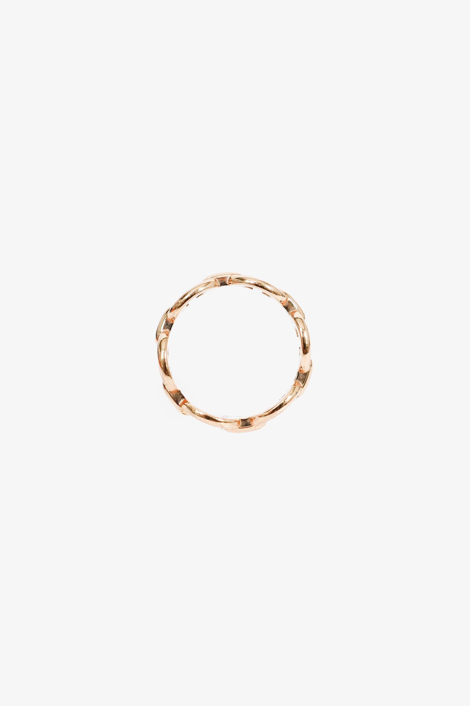 Hermès 18K Rose Gold Small Mode 'Chain d'ancre Enchainee' Ring Size 5
