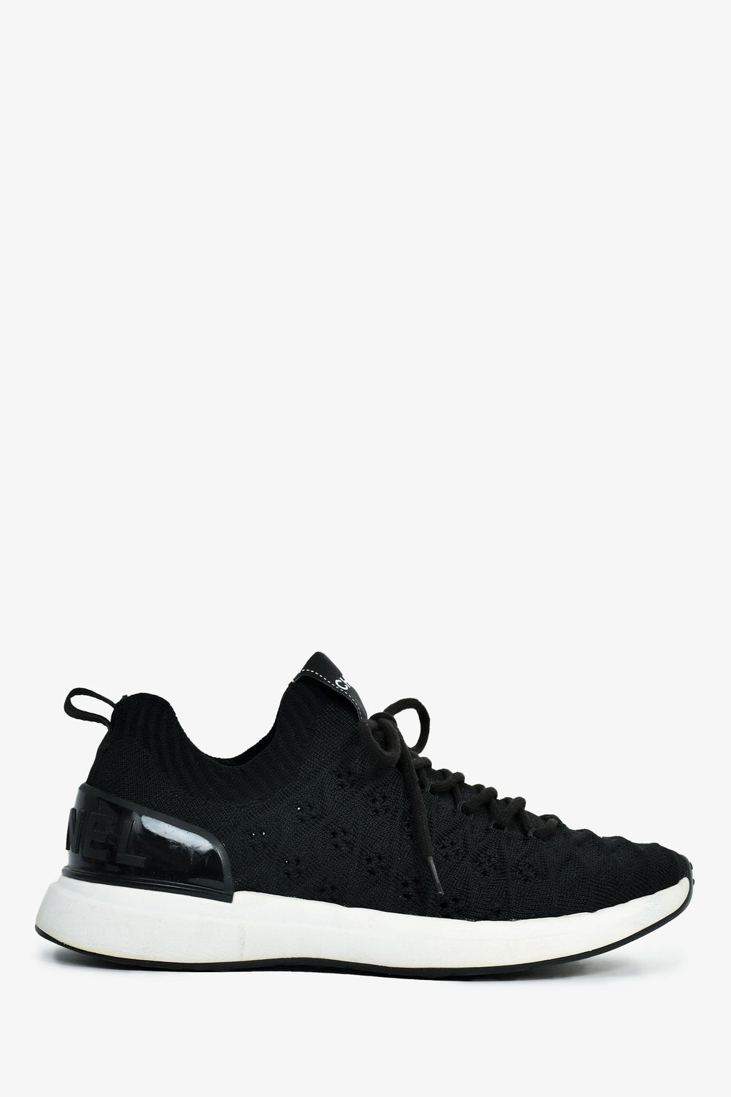 Pre-Loved Chanel™ Black Knit Logo Sneakers Size 36