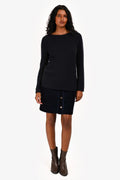 Louis Vuitton Dark Blue Velvet Denim Pattern Buttoned Mini Skirt Size 40
