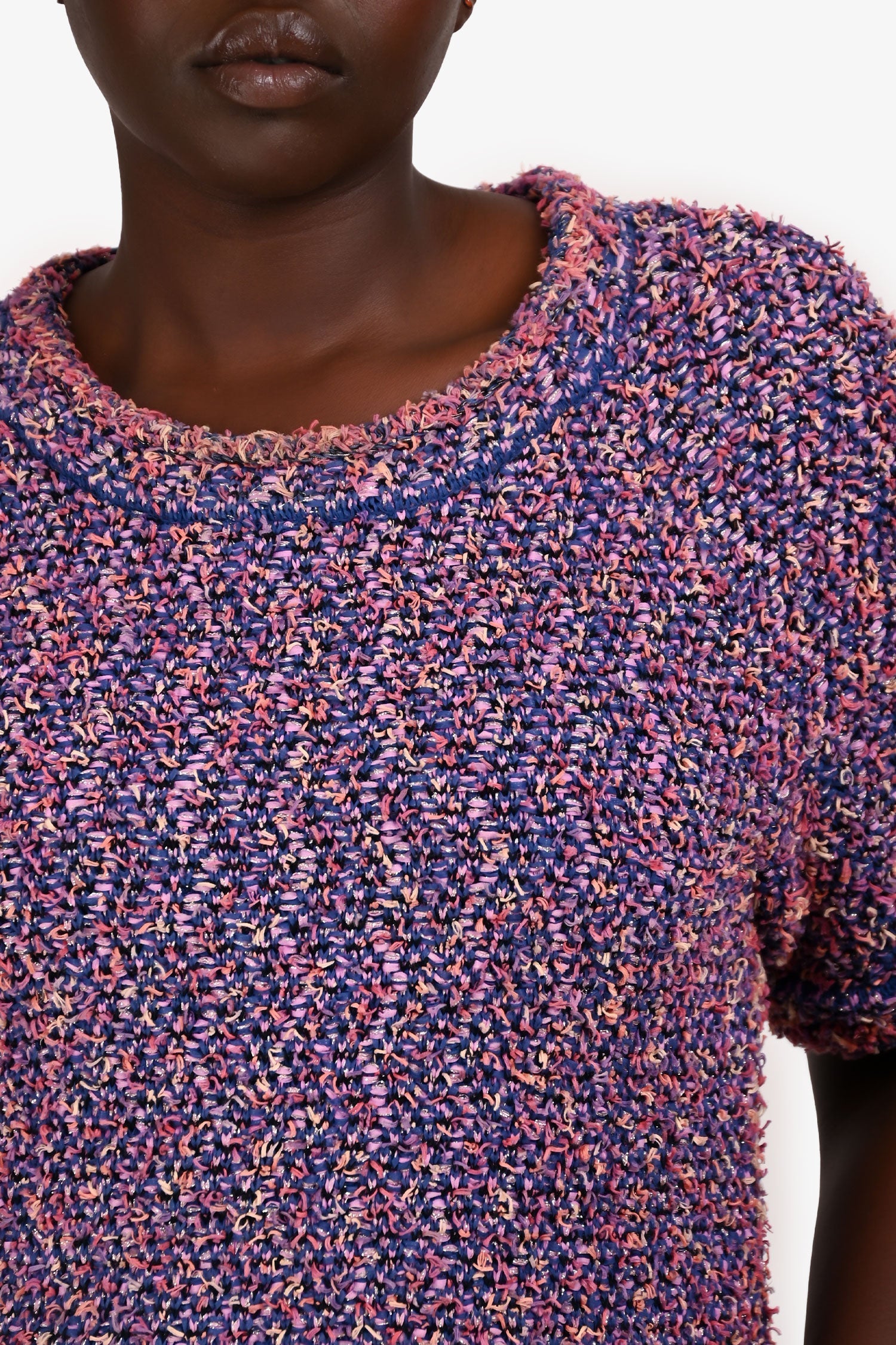 Pre-Loved Chanel™ Purple/Multicolour Tweed Midi Dress Size 42