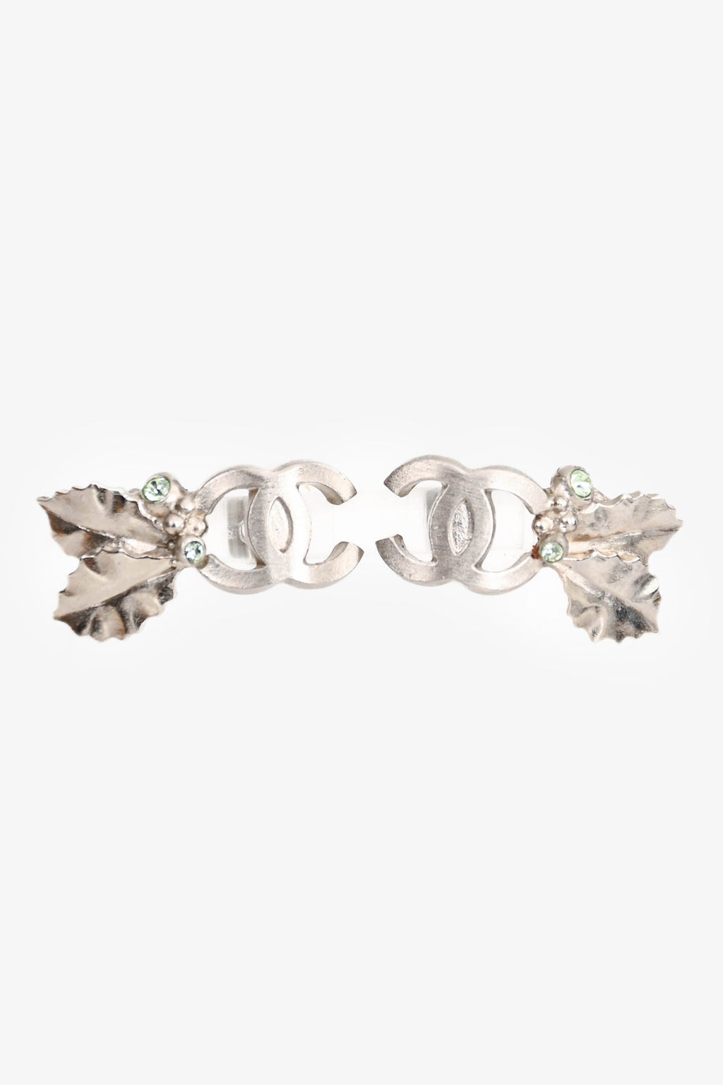 Pre-Loved Chanel™ 2005 Silver Tone Metal Foliage Earrings