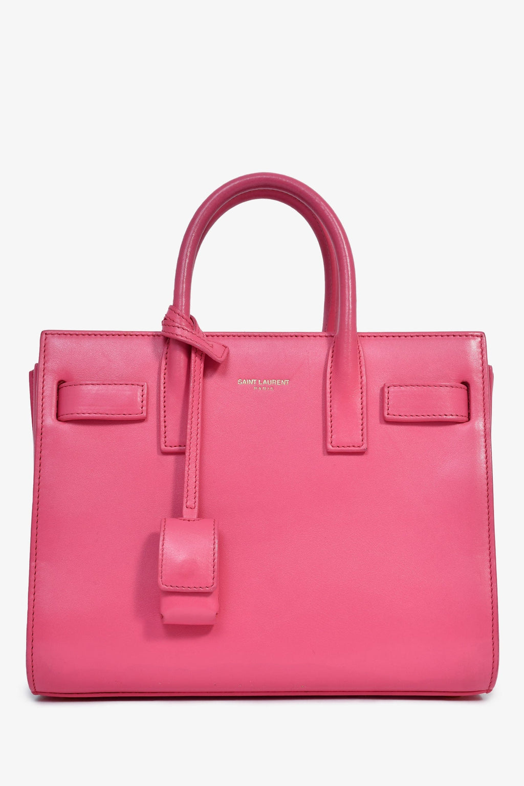 Saint Laurent Pink Leather Nano Sac de Jour Top Handle with Strap