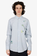 Hermès Blue/White Striped Horsebit Print Long Sleeve Shirt Size 39 Mens
