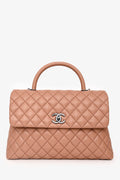 Pre-Loved Chanel™ 2016-2017 Brown Caviar Leather Large Coco Top Handle with Strap