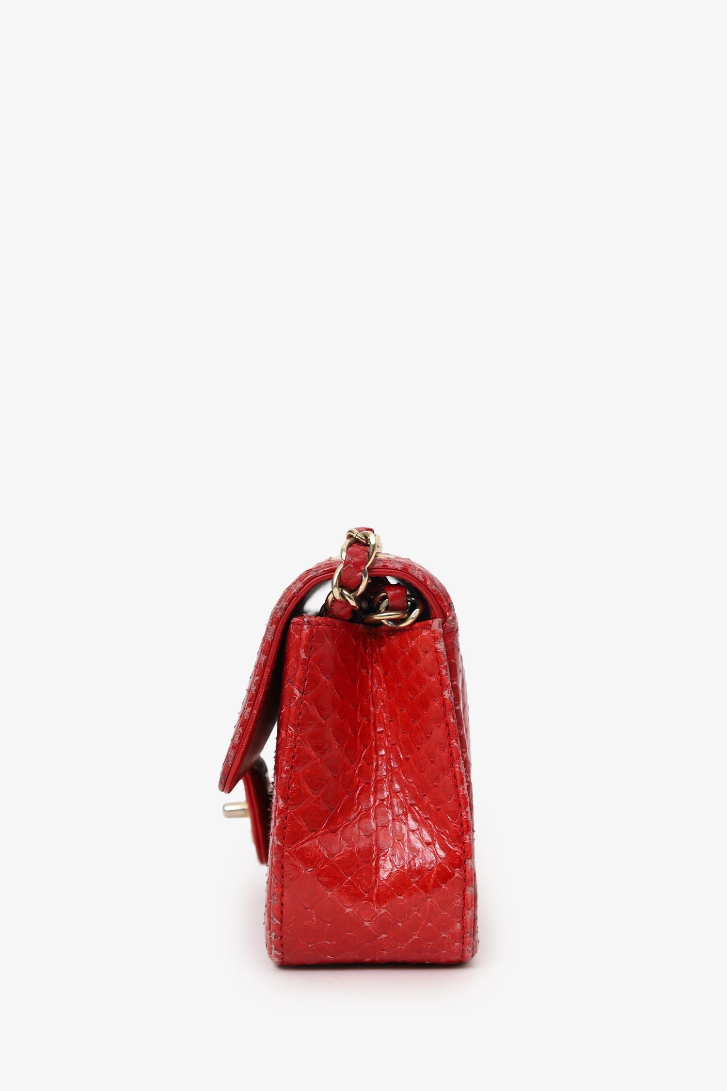Pre-Loved Chanel™ 2014 Red Python Mini Flap Bag