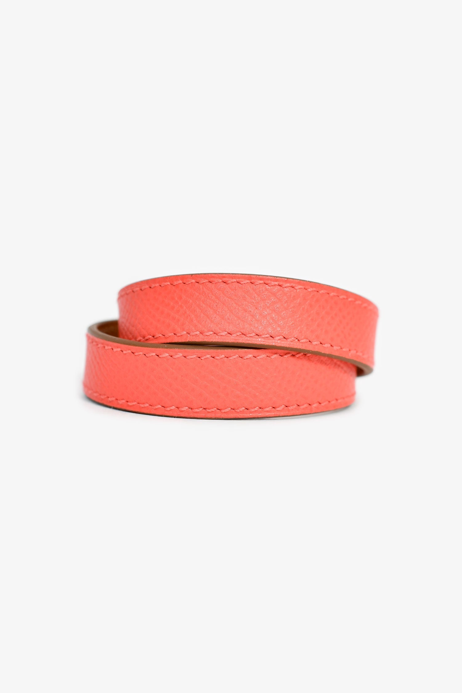 Hermès Coral Leather Double Tour Bracelet