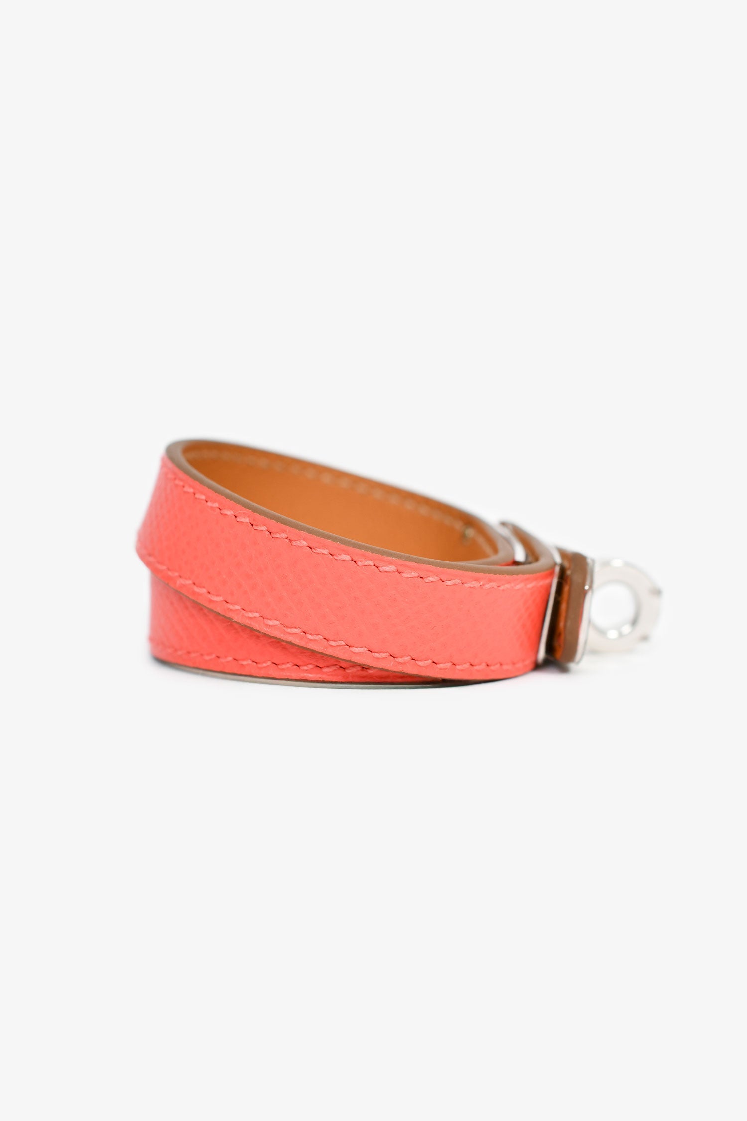 Hermès Coral Leather Double Tour Bracelet