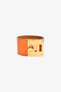 Hermès Orange Leather 'Kelly Dog' Bracelet