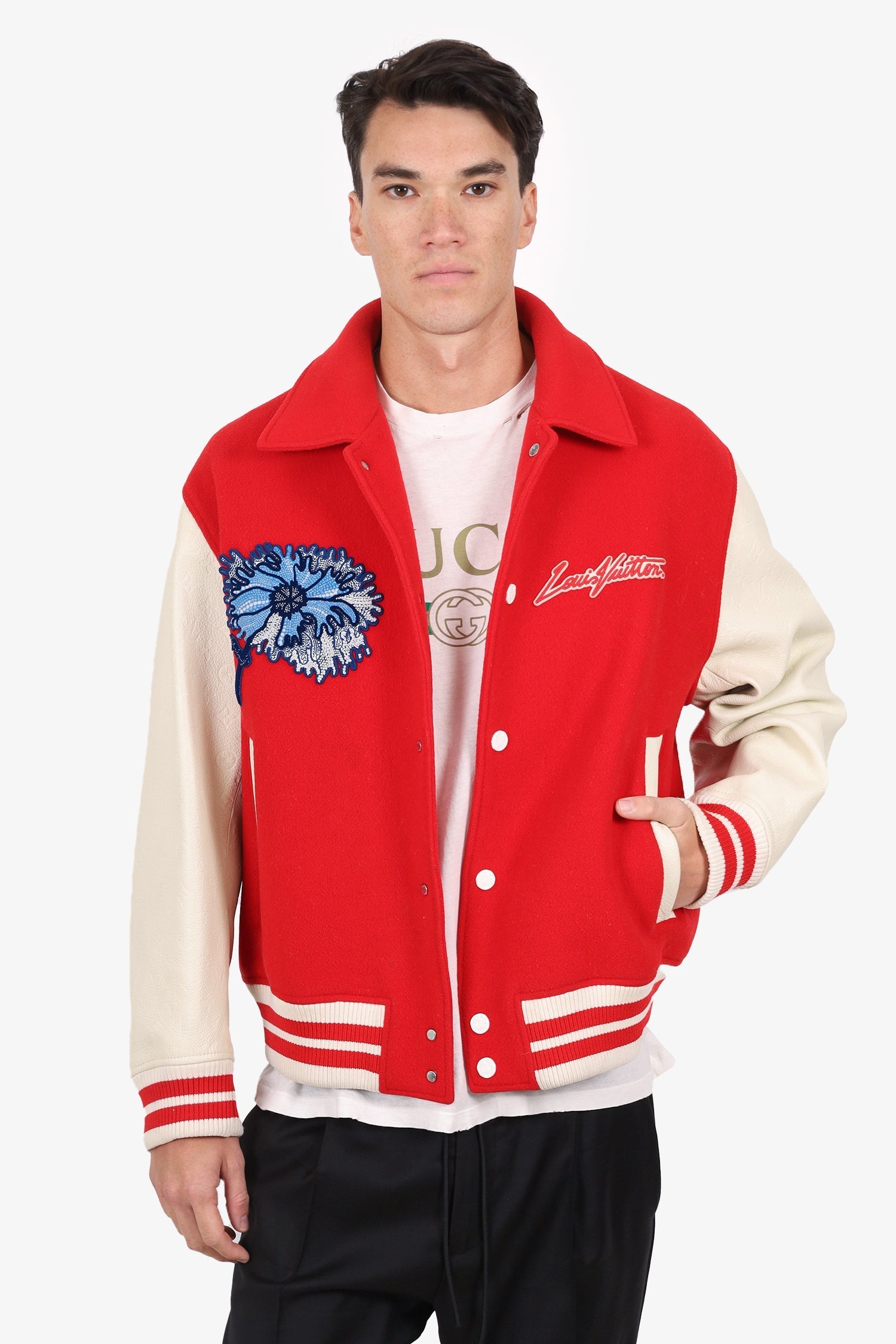 Louis Vuitton x Yayoi Kusama Psychedelic Flower Embroidered Varsity Jacket Size 54