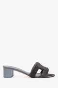Hermès Grey Leather/Shaved Mink Fur Oasis Sandals Size 36