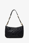 Pre-Loved Chanel™ 2002-03 Black Quilted Caviar Leather Timeless Shoulder Bag