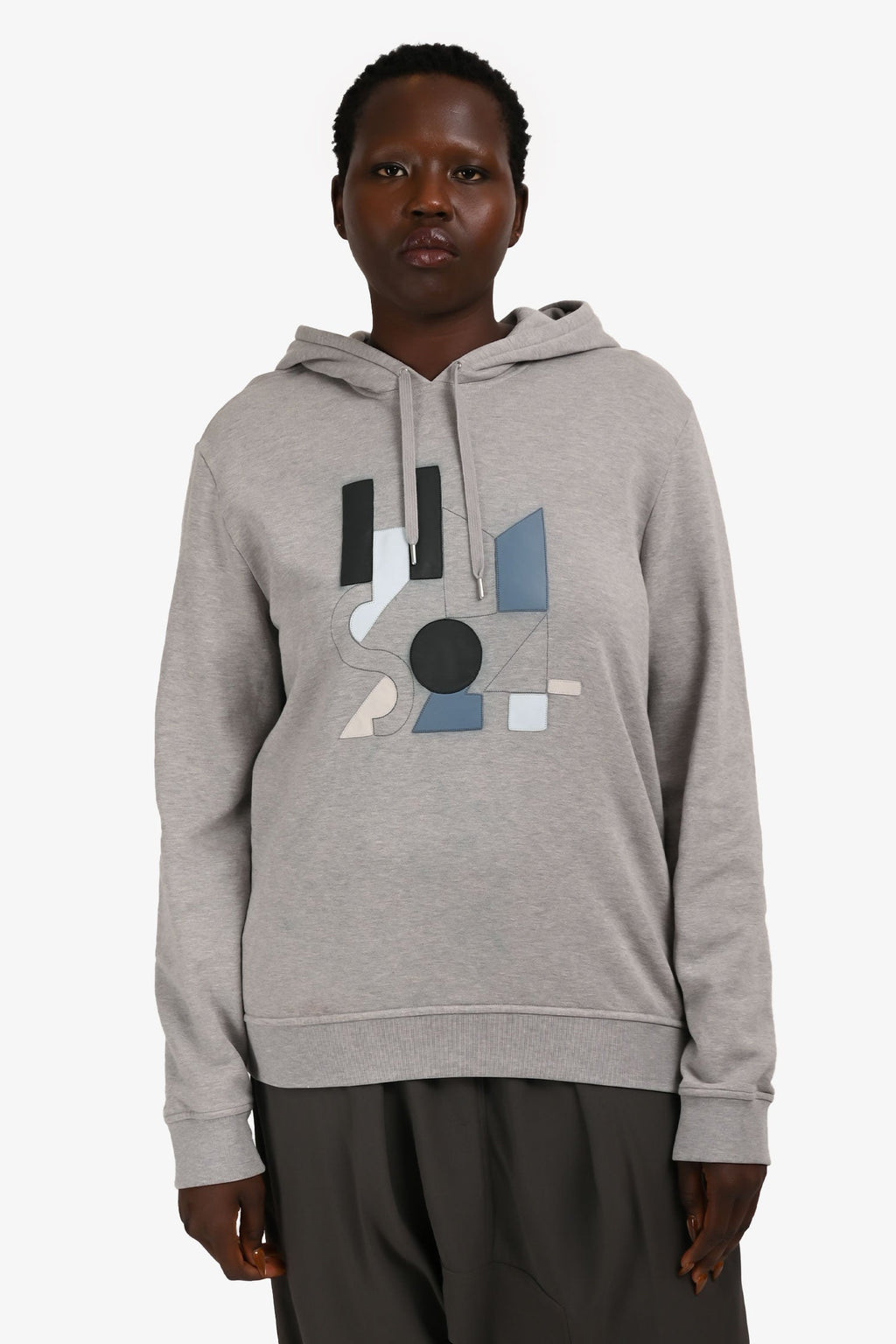 Hermès Grey Cotton Embroidered Hoodie Size L